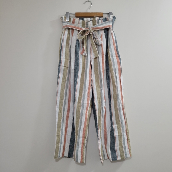 Madewell Tie-Waist Huston Pull-On Crop Pants in Stripe S - Picture 2 of 6